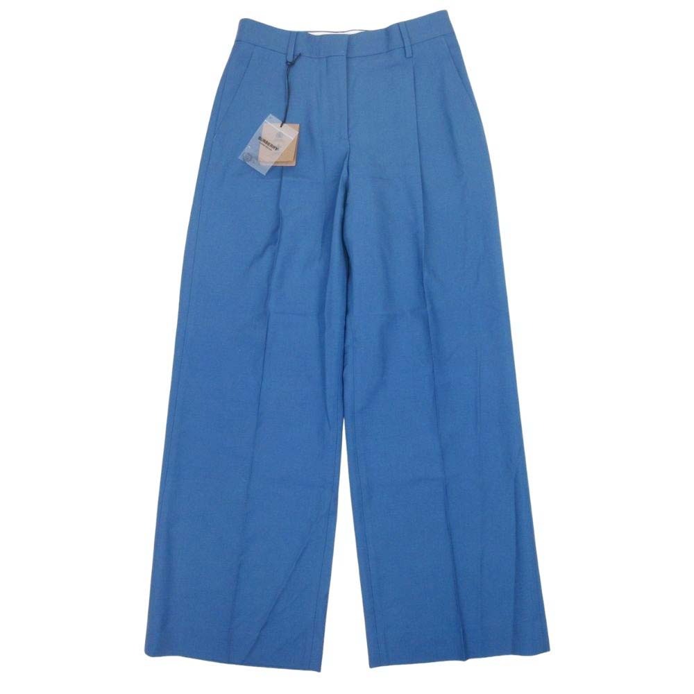 【中古】未使用 BURBERRY バーバリー ティッシ期 ワイドストレート パンツ スラックス ウールツイル センタープレス 38 ブルーグレー レディース Re:MODE ブランド古着のリモード|Re:MODE ブランド古着のリモード