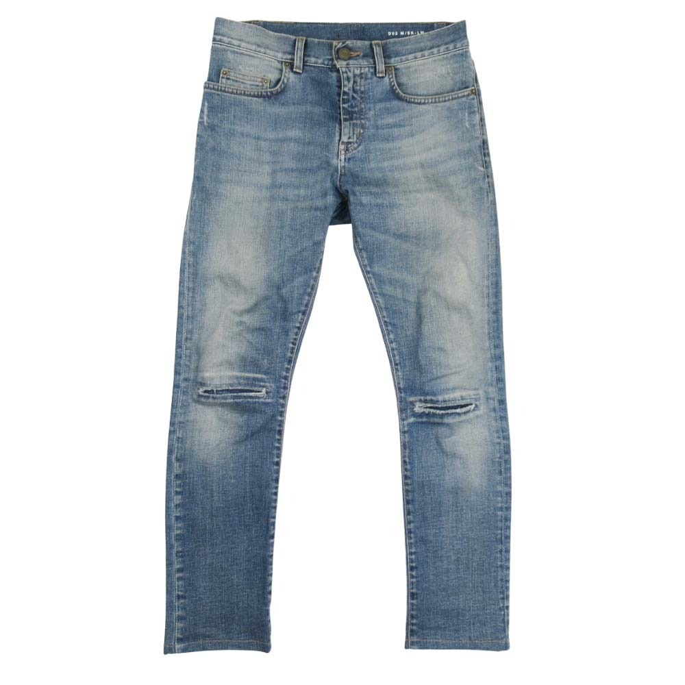 【中古】美品 SAINT LAURENT サンローラン 15ss エディ期 ニークラッシュ リペア スキニー ジーンズ パンツ D02 M/SK-LW 28 インディゴ メンズ Re:MODE ブランド古着のリモード|Re:MODE ブランド古着のリモード