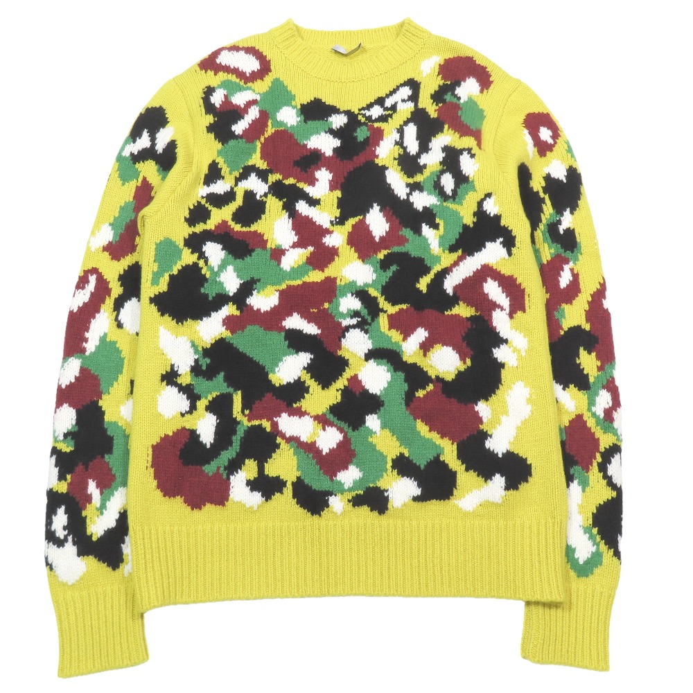 【中古】未使用 DIOR ディオール × PETER DOIG ピーター・ドイグ 21AW カシミヤ ニット セーター 143M642AT278 ジャガード カモフラ M イエロー メンズ Re:MODE ブランド古着のリモード|Re:MODE ブランド古着のリモード