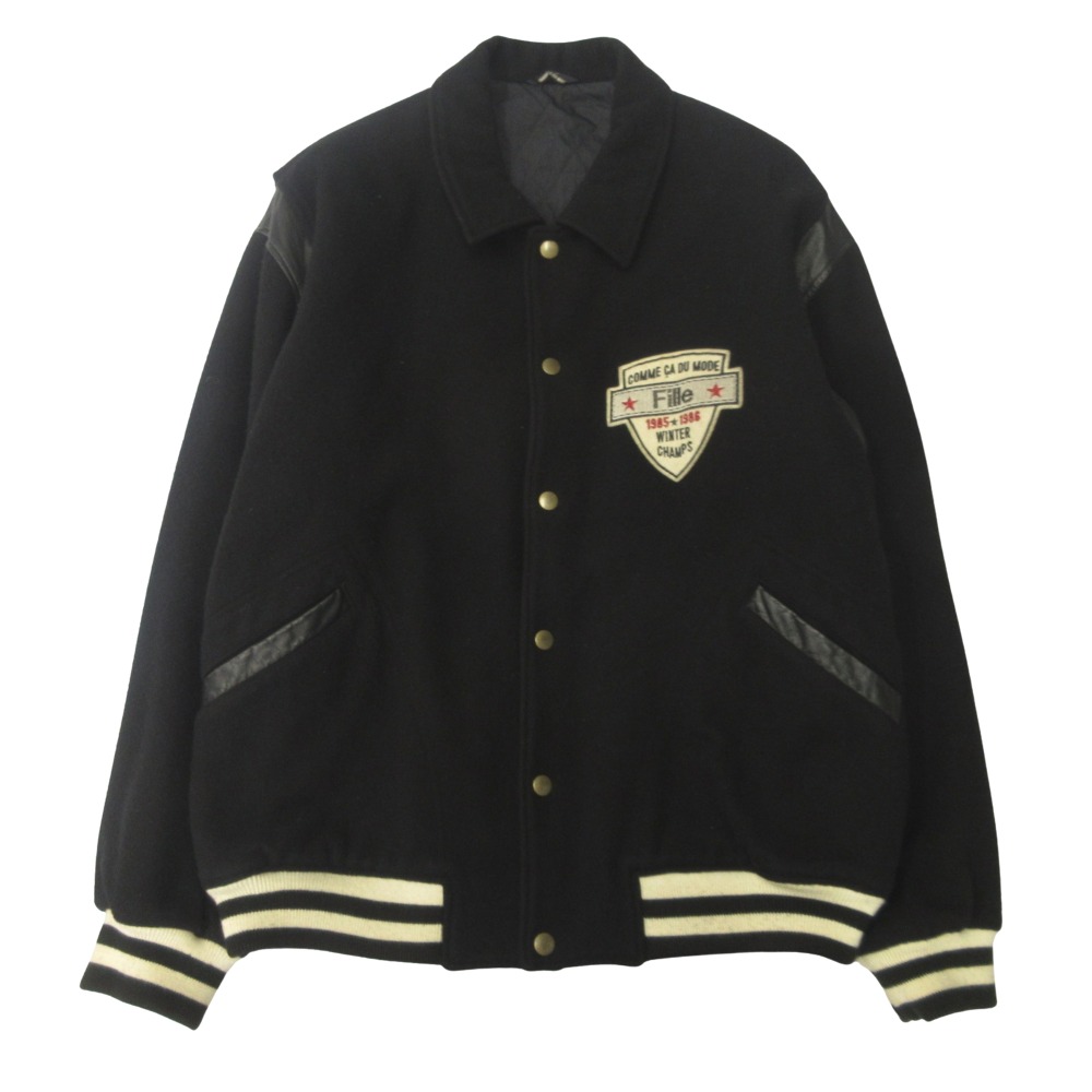 【中古】 COMME CA DU MODE コムサ・デ・モード 90's スタジャン ジャケット ブルゾン ワッペン メルトン ウール ヴィンテージ ブラック メンズ Re：MODE ブランド古着のリモード｜Re：MODE　ブランド古着のリモード
