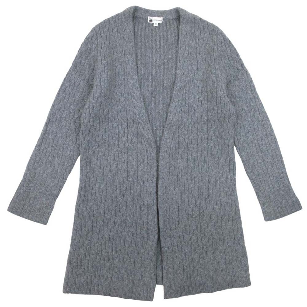 【中古】美品 colombo コロンボ カシミヤ100％ ケーブル編み ロングカーディガン ニット 羽織 ボタンレス Vネック 42 グレー レディース Re：MODE ブランド古着のリモード｜Re：MODE　ブランド古着のリモード