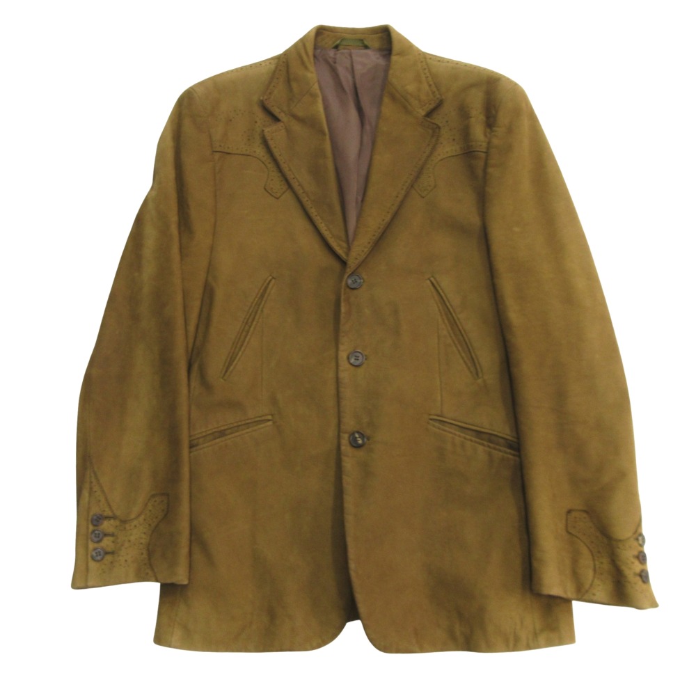 【中古】良品 Paul Smith ポール・スミス レザー ウエスタン テーラード ジャケット ブレザー カウ ヌバック パンチング 3B L ベージュ メンズ Re：MODE ブランド古着のリモード｜Re：MODE　ブランド古着のリモード