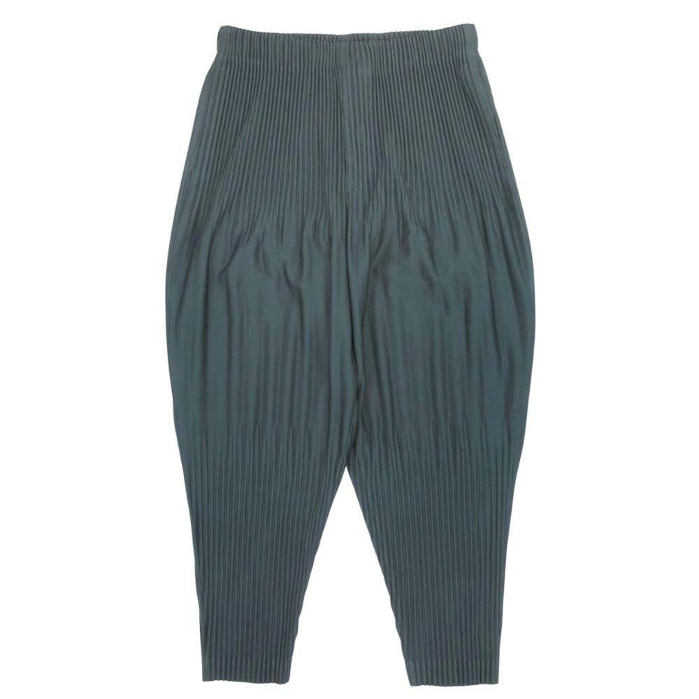 【中古】新品同様 HOMME PLISSE ISSEY MIYAKE オム プリッセ イッセイミヤケ 19ss プリーツ テーパードパンツ スラックス 2 緑 グリーン メンズ Re：MODE ブランド古着のリモード｜Re：MODE　ブランド古着のリモード