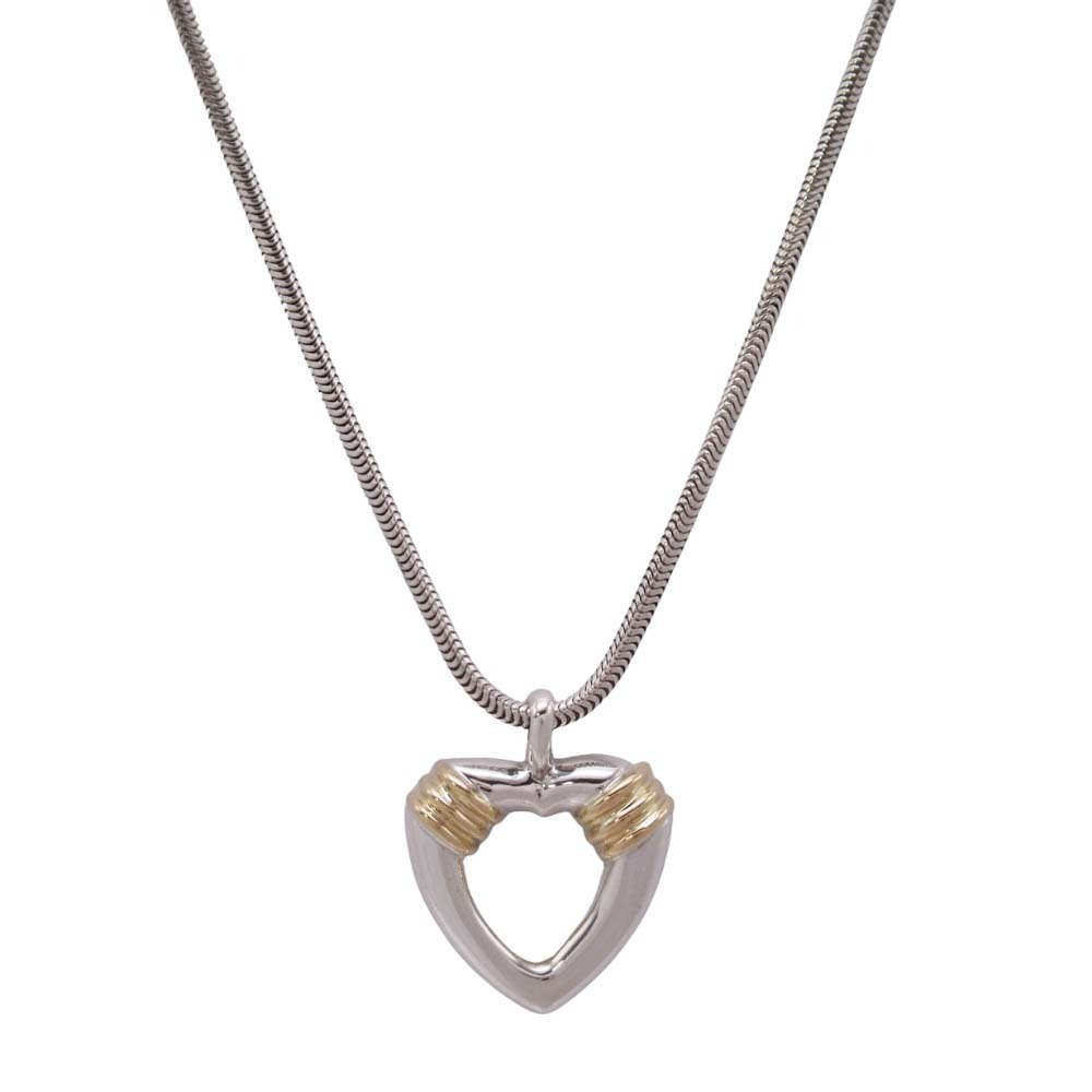 【中古】新品同様 TIFFANY&Co. ティファニー 新品仕上げ済 ハート コンビ ネックレス 925/750 スネークチェーン シルバー ゴールド メンズ レディース Re：MODE ブランド古着のリモード｜Re：MODE　ブランド古着のリモード