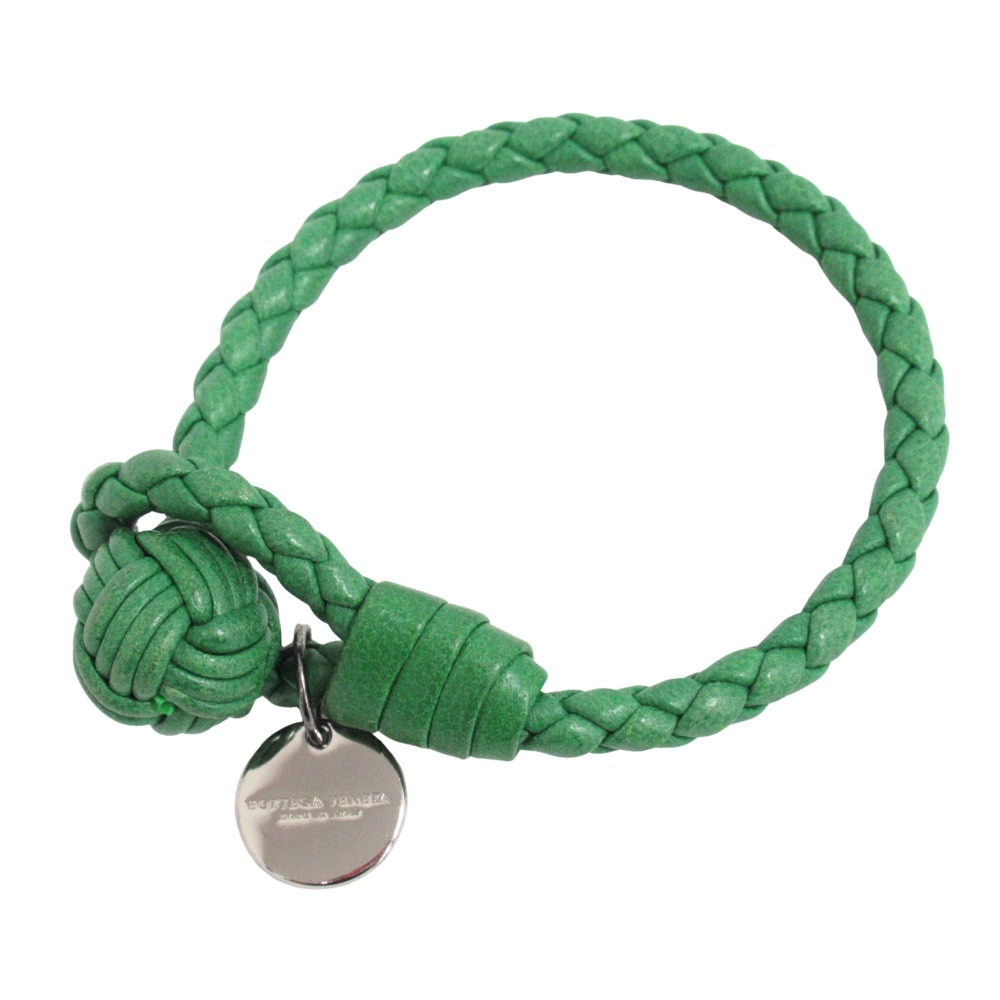 【中古】良品 BOTTEGAVENETA ボッテガヴェネタ イントレチャート レザー ブレスレット アクセサリー SV925 緑 グリーン メンズ レディース Re：MODE ブランド古着のリモード｜Re：MODE　ブランド古着のリモード