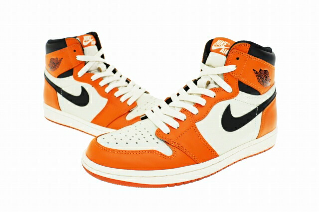 【中古】ナイキ NIKE AIR JORDAN1 RETRO HIGH REVERSE SHATTERED BACKBORD エアジョーダン シャッターバックボード 555088-113 26.5 オレンジ色 ブランド名古着ベクター 中古▲ 250601  メンズ スニーカー-靴