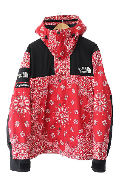 【中古】シュプリーム SUPREME ×THE NORTH FACE ノースフェイス 14AW Bandana Mountain Parka バンダナ ボックス ロゴ 刺繍 マウンテン パーカー ジャケット NP51400I L 赤 レッド ブランド古着ベクトル 中古 ☆AA★ 240629 メンズ|ベクトル プリマベーラ店