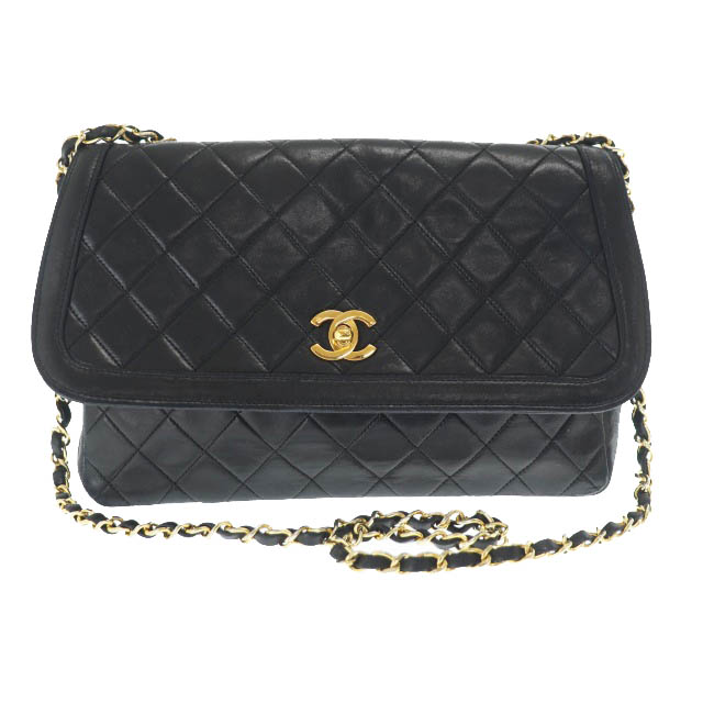 【中古】シャネル CHANEL 90s VINTAGE ヴィンテージ 子ヒツジ人はだ マトラッセ 引っ切り無い 下げ翼 チェーン店 肩先 御徒面子 黒 黒いこと ブランド名古着ベクター 中古 ▲■ 240715 レディース