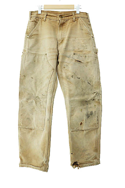 Carhartt ベージュ ワークパンツダメージビンテージ 90年代 USA製 Carhartt カーハート ペインターパンツ ワーク
