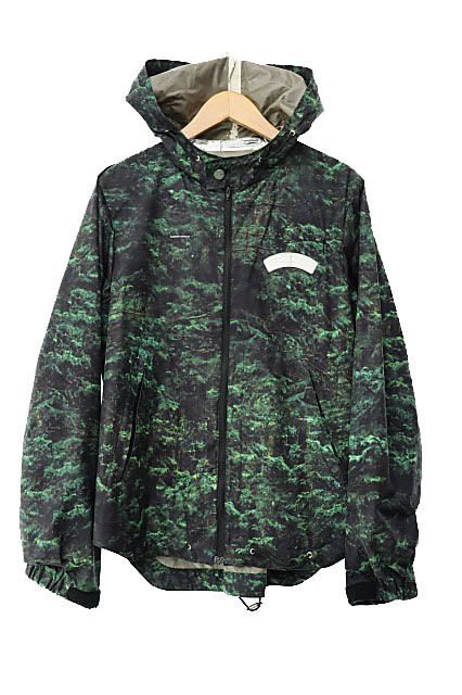 【中古】アンダーカバー UNDERCOVER 10SS Less but Better期 WINDSTOPPER ウインドストッパー フォレスト柄 ナイロン ジャケット E4209 2 緑 黒 グリーン ブラック ブランド古着ベクトル 中古☆AA★250303 メンズ