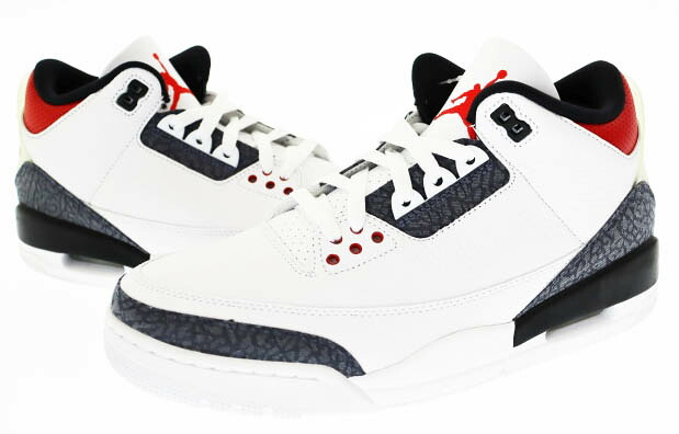 【中古】ナイキ NIKE AIR JORDAN 3 RETRO SE-T Fire Red Denim エアジョーダン3 ファイヤー レッド デニム セメント CZ6433-100 27.5 ホワイト ブランド古着ベクトル 中古▲■250525 メンズ