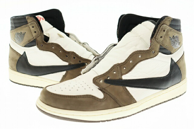 【中古】ナイキ NIKE &times;TRAVIS SCOTT トラヴィススコット AIR JORDAN 1 RETRO HIGH OG Sail /Dark Mocha エアジョーダン1 ハイ セイル ダークモカ CD4487-100 28 ブラウン ブランド古着ベクトル 中古☆AA★▲■250714 メンズ｜ベクトル プリマベーラ店