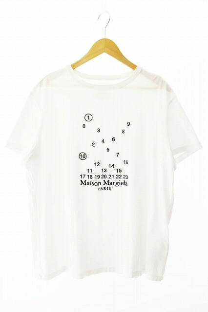【中古】メゾンマルジェラ Maison Margiela ナンバー ロゴ刺繍 半袖Tシャツ L 白 ホワイト ブランド古着ベクトル 中古☆AA★251104 メンズ レディース