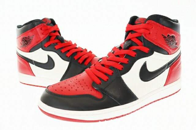 【中古】ナイキ NIKE AIR JORDAN 1 RETRO HIGH OG Bred Toe エアジョーダン 1 ご機嫌 食麺麭 トゥ 555088-610 28.5 赤いこと ブランド名古着ベクター 中古▲■250814 メンズ