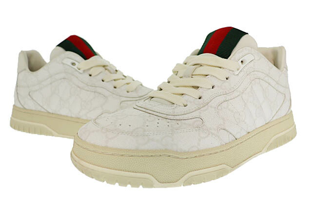 【中古】グッチ GUCCI 25SS Re-Web Sneakers GGスプリーム ロゴタイプ リウェブ スニーカー 816818 38.5 白白いこと ブランド名古着ベクター 中古☆AA★●▲■250913 レディース