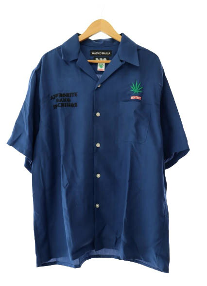 ひっワコマリア 舐達麻 HIGH TIMES 50'Sオープンカラーシャツ 舐達麻 / HIGH TIMES / 50'S OPEN COLLAR SHIRT【NAVY】｜WACKO