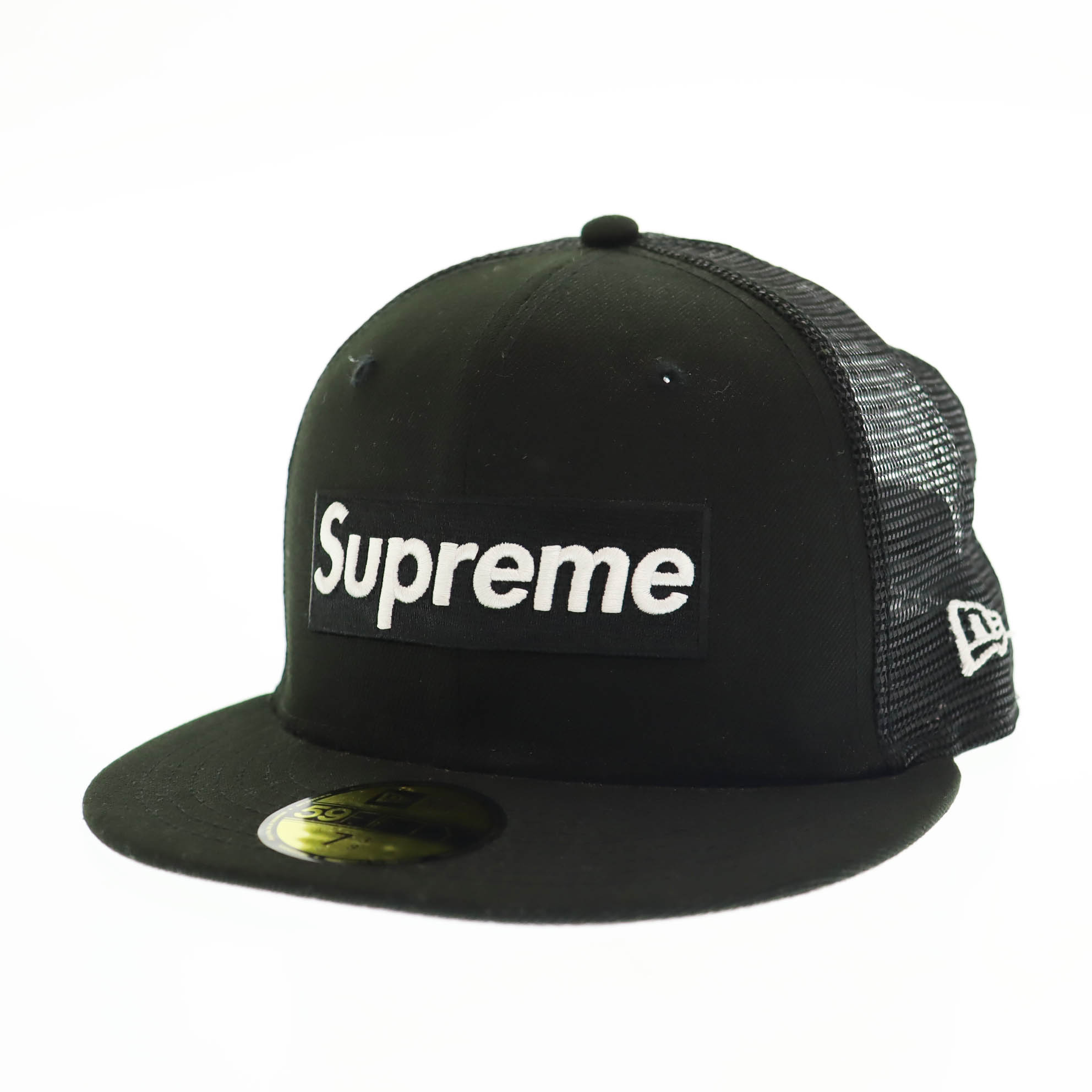 【美品】24SS シュプリーム メッシュ バック キャップホワイトブラック Supreme シュプリーム SUPREME ニューエラ 24SS ボックスロゴ