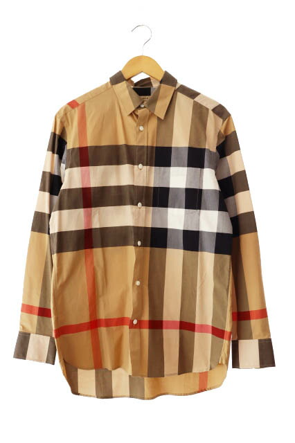 【美品】8010213ノバチェック長袖シャツ ベージュ メガチェック 楽天市場】【アウトレット】バーバリー BURBERRY 長袖レギュラーカラー