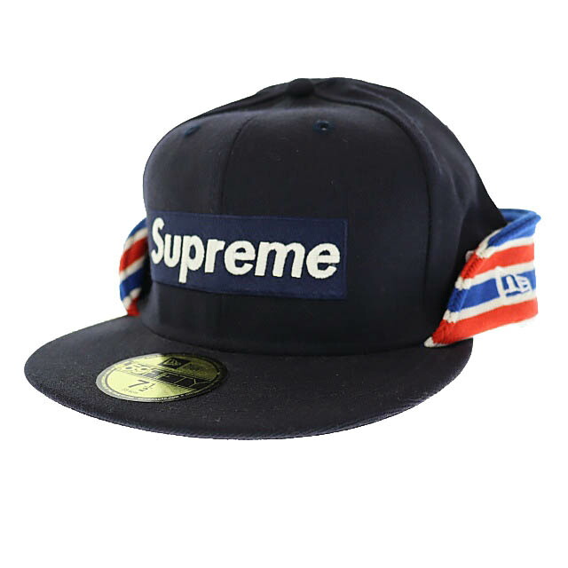 【中古】シュプリーム SUPREME &times;New Era ニューエラ 09AW Knit Rib Box Logo ニット リブ ボックス ロゴ刺繍 ベースボール キャップ 帽子 7 1/2 紺ネイビー ブランド古着ベクトル 中古☆AA★▲251006 メンズ｜ベクトル プリマベーラ店