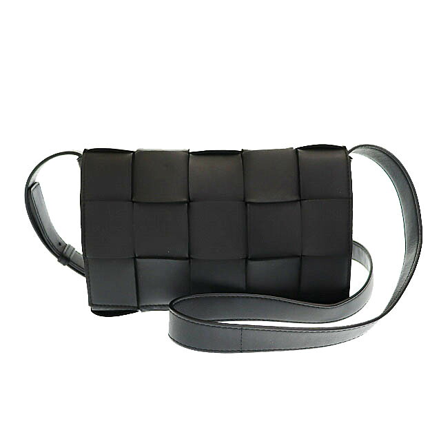 【中古】ボッテガヴェネタ BOTTEGA VENETA カセット レザー ショルダー バッグ 黒ブラック ブランド古着ベクトル 中古☆AA★▲■251020 メンズ レディース