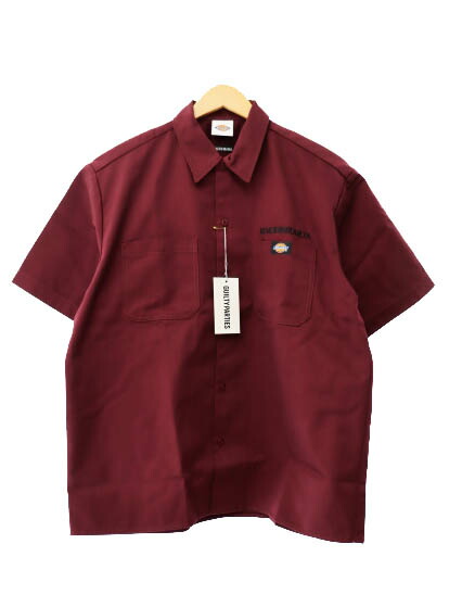【中古】ワコマリア WACKO MARIA ×DICKIES ディッキーズ 25SS WORK SHIRT TYPE1 BURGUNDY ワーク 半袖 シャツ タイプ1 25SS-WMS-DC01 M バーガンディ ブランド古着ベクトル 中古■251003 メンズ