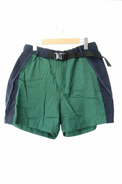 【中古】サカイ sacai ベルテッド ショーツ 22-02793M 2 緑 紺 グリーン ネイビー ブランド古着ベクトル 中古260219 メンズ