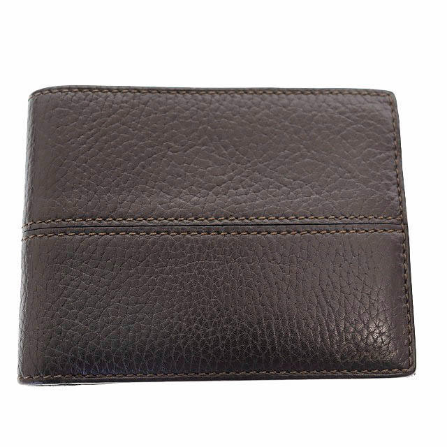 【中古】カルティエ Cartier サドル編み目 なめし革 二つ折り 紙入れ 歌留多入れもの ウォレット 茶赤銅色 ブランド名古着ベクター 中古☆AA★●▲■251120 メンズ