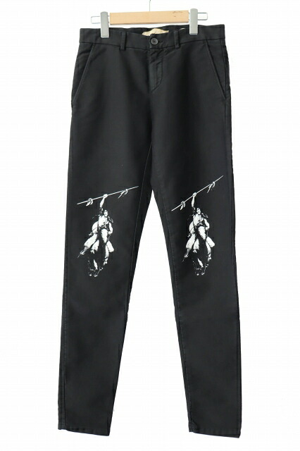 【中古】オフホワイト OFF WHITE 膝プリント パンツ 28 黒 ブラック ブランド古着ベクトル 中古 ■251126 メンズ