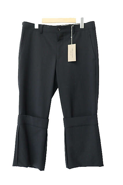 【中古】コムデギャルソン オム プリュス COMME des GARCONS HOMME PLUS 22SS ウール トロ ロング マッキン裾 パンツ スラックス PI-P030 AD2021 M 黒ブラック ブランド古着ベクトル 中古■251211 メンズ