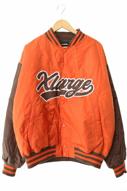 【中古】エクストララージ X-LARGE BASEBALL LOGO VARSITY JACKET ベースボール ロゴ バーシティ ジャケット ブルゾン L オレンジ ブランド古着ベクトル 中古●251220 メンズ