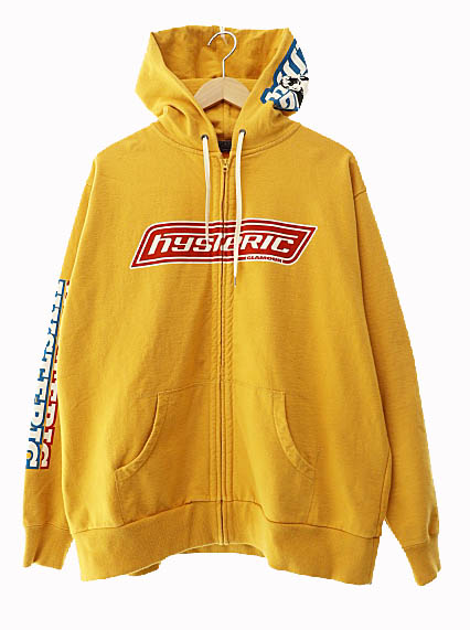 【中古】ヒステリックグラマー HYSTERIC GLAMOUR 24SS HG BOXLOGO ボックス ロゴ プリント ジップ アップ パーカー XL マスタード ブランド古着ベクトル 中古251226 メンズ|ベクトル プリマベーラ店