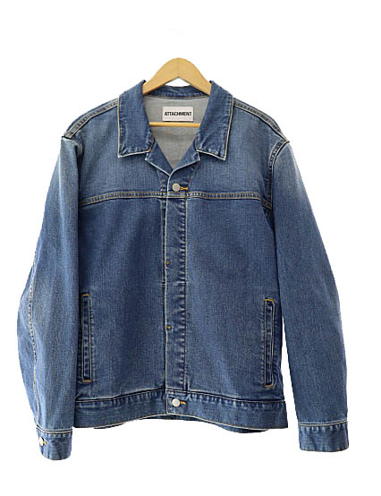 【中古】差し押さえ ATTACHMENT 23SS SUPIMA CO STRETCH DENIM DENIM JACKET スーピマ 綿織物 伸ばすこと ジーンズ 上衣 ジージャン AB31-061 2 インディゴ 青み ブランド名古着ベクター 中古●251224 メンズ