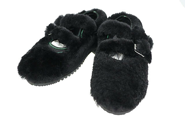 【中古】MATSUFUJI マツ科フジ ×SUICOKE スイまかない方 25AW Mouton Shoes 羊肉 ボア シューズ スリッポン サンダル M253-1101 8黒黒いこと ブランド名古着ベクター 中古●▲■260115 メンズ スリッポン-メンズ靴
