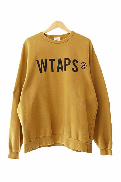 【中古】ダブルタップス WTAPS 21AW WTVUA CREWNECK SWEATSHIRT ロゴ プリント クルーネック スウェット トレーナー 212ATDT-CP01S 04 ゴールド ブランド古着ベクトル 中古260112 メンズ