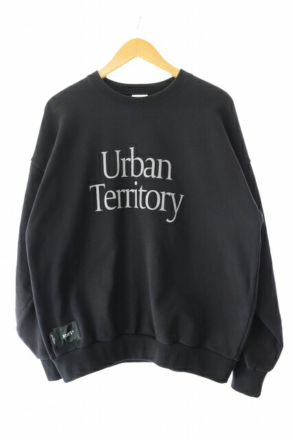 【中古】ダブルタップス WTAPS SNEAK COLLECTION スニーク 寄せ合わせ 24AW PRTC SWEATER COTTON ロゴタイプ 刷り上げる スウェーター 綿織物 流汗 調教師 242ATDT-CPM02S 02 黒 黒いこと ブランド名古着ベクター 中古260119 メンズ