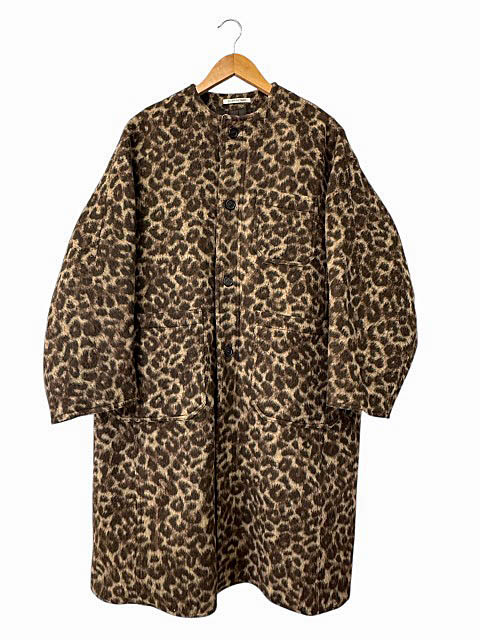 【中古】カレンテージ CURRENTAGE Short Beaver Coat レオパード ヒョウ柄 ショート ビーバー ノーカラー コート A2523FC 1 茶ブラウン ブランド古着ベクトル 中古●260204 レディース