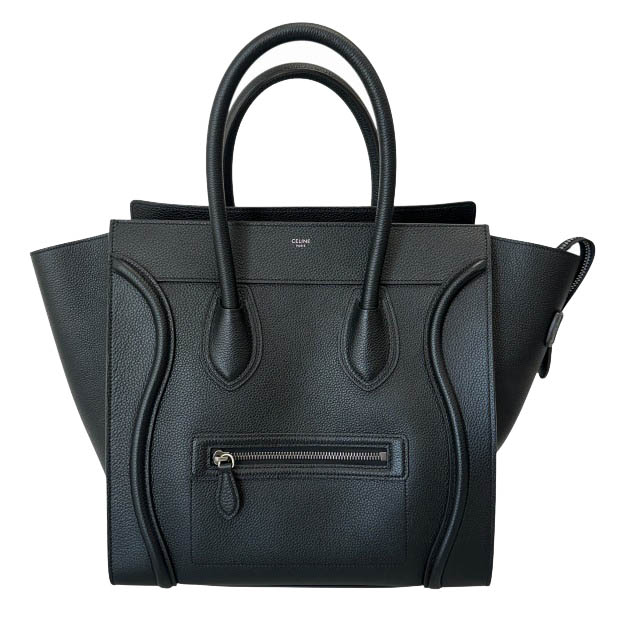【中古】セリーヌ CELINE ラゲージ ミニショッパー ドラムドカーフスキン お手て トート 御徒面子 黒黒いこと ブランド名古着ベクター 中古☆AA★▲260221 メンズ レディース