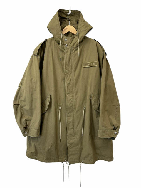 【中古】セリーヌ CELINE 22AW ロゴタイプ 継ぎ切れ ボア ラインドライブ付き添い人 モッズ 厚地の外套 2W22D550Z 48 カーキ ブランド名古着ベクター 中古■260202 メンズ