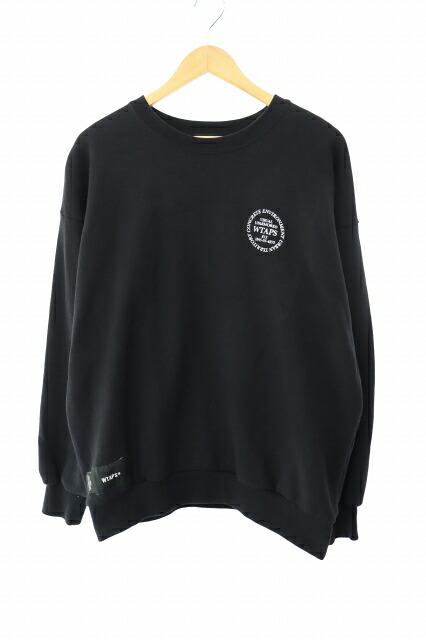 【中古】ダブルタップス WTAPS 22AW URBAN TRANSITION SWEATSHIRT ロゴ プリント アーバン トランジション スウェット トレーナー 02 黒 ブラック ブランド古着ベクトル 中古260214 メンズ