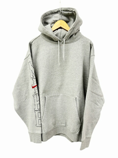 【中古】シュプリーム SUPREME × NIKE ナイキ 24SS Hooded Sweatshirt ロゴタイプ 汗水 パーカー FQ0759-063 L 薄墨色 ブランド名古着ベクター 中古☆AA★260225 メンズ