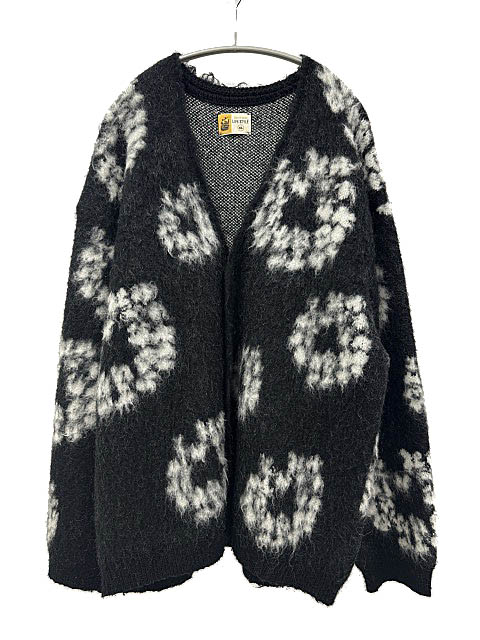 【中古】セントマイケル SAINTMICHAEL ×DENIM TEARS デニムティアーズ 24AW DT_MH CARDIGAN 総柄 モヘヤ モヘア ニット カーディガン SM-YS1-0000-C50 XL 黒ブラック ブランド古着ベクトル 中古☆AA★260320 メンズ