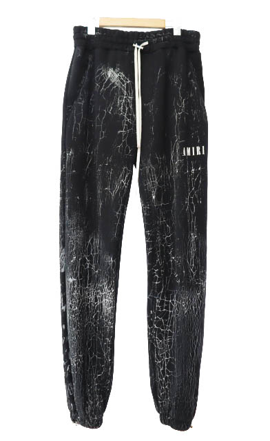 【中古】アミリ AMIRI 23SS CRACKED DYE LOGO SWEAT PANTS クラック ダイ ロゴ スウェット パンツ SRPS23MJL026SMRSTH4 S黒ブラック ブランド古着ベクトル 中古260226 メンズ