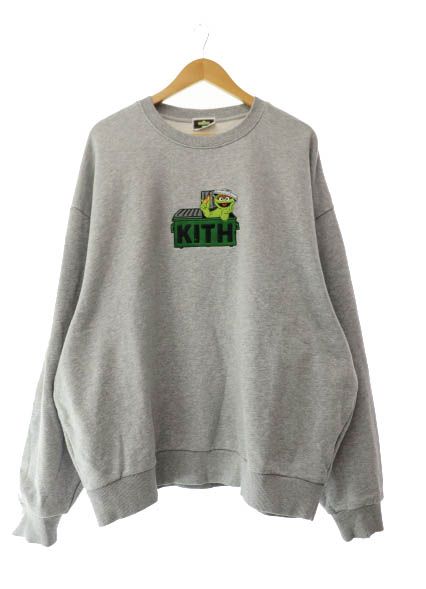 【中古】キスニューヨークシティ KITH NYC ×Sesame Street セサミストリート 24AW Oscar The Grouch Nelson Crewneck オスカー ボックス席 ロゴタイプ刺しゅう ザ グラウチ ネルソン 労働者の一団素っ首 流汗 調教師 KHM033070-154 XL 薄墨色 ブランド名古着ベクター 中古■260303