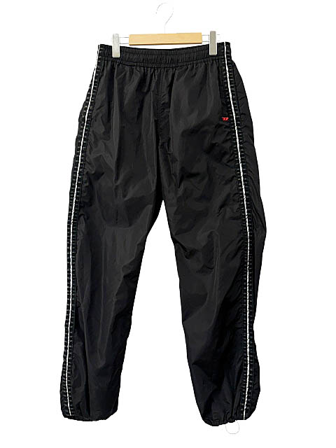 【中古】ディーゼル DIESEL P-CARON NYLON TRACK PANT デニム ライン ナイロン トラック パンツ S 黒ブラック ブランド古着ベクトル 中古260405 メンズ