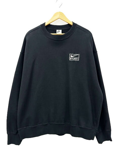 【中古】ナイキ NIKE ×STUSSY ステューシー Washed NRG Fleece Crewneck ウォッシュド フリース クルーネック スウェット トレーナー DO5310-010 L 黒ブラック ブランド古着ベクトル 中古260329 メンズ
