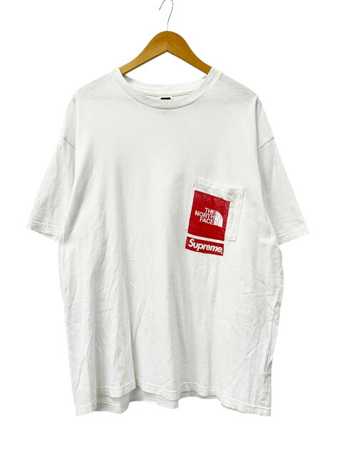 【中古】シュプリーム SUPREME ×THE NORCE FACE ノースフェイス 23SS Printed Pocket Tee ロゴ プリンテッド ポケット 半袖 Tシャツ L 白ホワイト ブランド古着ベクトル 中古☆AA★260401 メンズ