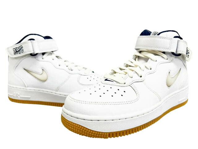 【中古】ナイキ NIKE AIR FORCE 1 MID NYC WHITE MIDNIGHT NAVY GUM YELLOW エアフォース 1 ミッド ホワイト ミッドナイト ネイビー ガムイエロー DH5622-100 26.5 白 紺 ホワイト ネイビー ブランド古着ベクトル 中古▲■260309 メンズ