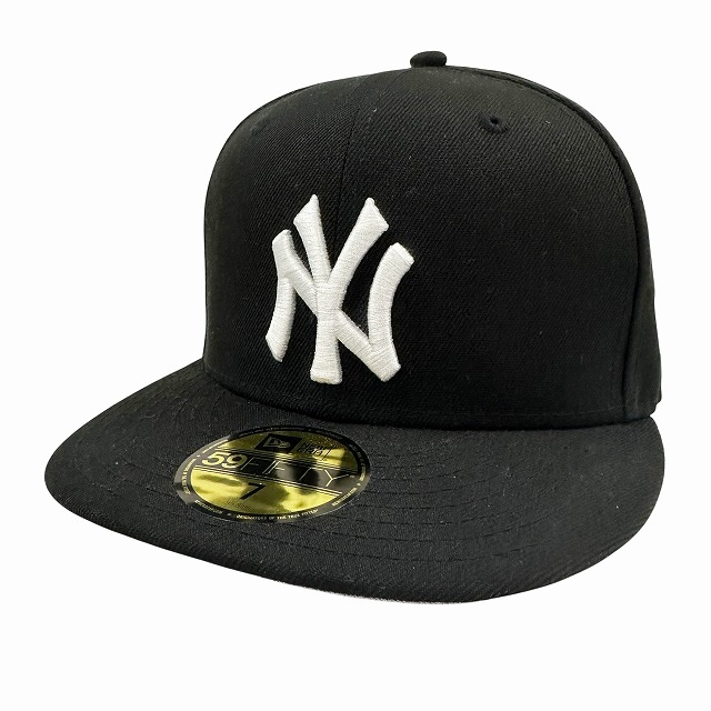 【中古】ニューエラ NEW ERA 59FIFTY NEW YORK YNKKEES ロゴ刺繍 キャップ 帽子 7 3/8 黒 ブラック ブランド古着ベクトル 中古260316 メンズ