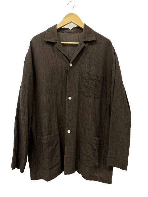 【中古】Cale カル 23SS ウォーターツイスト リネン シャツ ジャケット C231F08B03 4 茶ブラウン ブランド古着ベクトル 中古●260322 メンズ