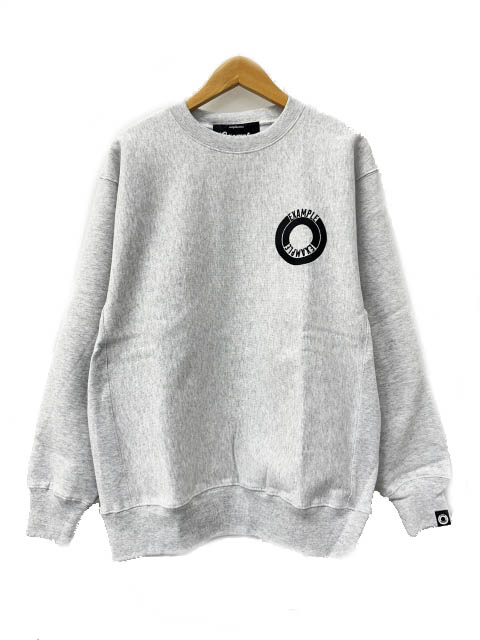 【中古】EXAMPLE エグザンプル ROUND LOGO SWEAT PULLOVER Ash/Black ラウンド ロゴタイプ刺しゅう ティーシャツ 汗水 調教師 ex22s-tp-0003 L 死灰 黒いこと ブランド名古着ベクター 中古■260323 メンズ